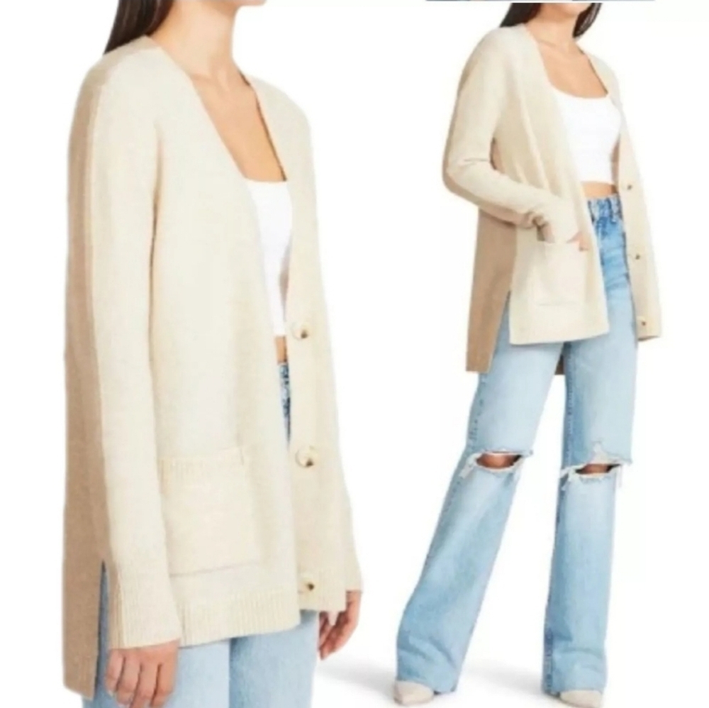 ❤️NWT! BB DAKOTA STEVE MADDEN STUDY DATE COLORBLOCK OVERSIZED CARDIGAN SWEATER
